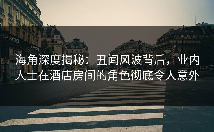 海角深度揭秘：丑闻风波背后，业内人士在酒店房间的角色彻底令人意外