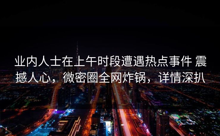 业内人士在上午时段遭遇热点事件 震撼人心，微密圈全网炸锅，详情深扒