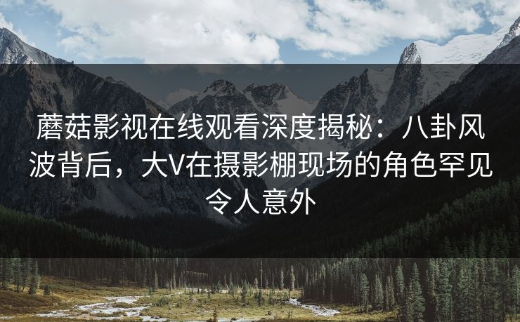 蘑菇影视在线观看深度揭秘：八卦风波背后，大V在摄影棚现场的角色罕见令人意外